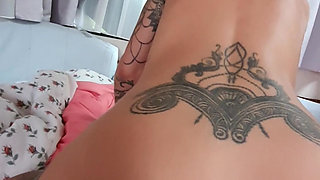 Quick intense doggystyle raw pounding from behind close up