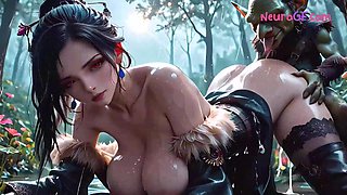 Lulu is crammed in a grubby woods goblin gang-fuck featuring DOUBLE PENETRATION and harsh money-shots (AI)