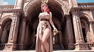 Private Morning Reading in the Roman Court, Silk Stockings Crossed, Taboo Lip Touch!
