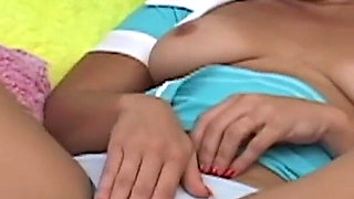 Blonde, Young and Horny, Alone in Bed with the Teddy.