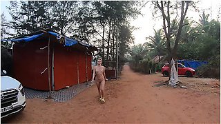 Nude Girl Walking Around The Campsite