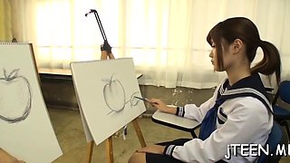 Cute japanese schoolgirl gets screwed in plenty of positions