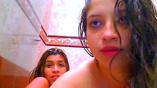 Big-Tit Lesbian Webcam Shower