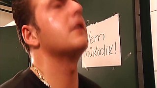 Caught Fucking In The Toilet By The Janitor