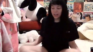 Busty brunette foot fetish and footjob in nylons