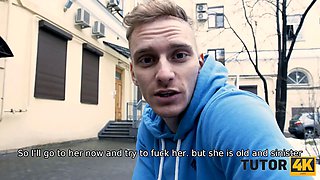 Tutor4k. schoolgirl tempts and nails much older art teacher in nylon stocking