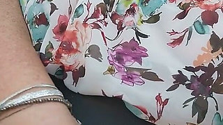 Mature Blonde Fingers Throbbing Pussy in Public Car Ride