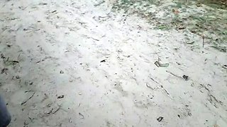 Hot Redhead Gives Risky Handjob on the Street - Caught in Public!