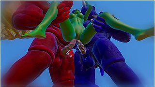Furry Monsters And Alien Double Anal Squirting Orgasm