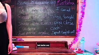 Russian brunette busty camgirl masturbating on webcam