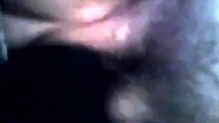 Hairy BBW Plays with Huge Black Dildo on Webcam