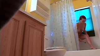 Stepdaughter 21 shaves pussy in shower (voyeur)
