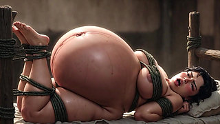 Poor Pregnant Girl Tied up - Massive Belly & Horny in Bondage