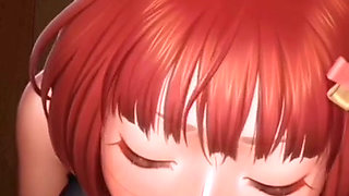 Horny redhead sucks cock and gets cum in her mouth