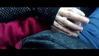 Almost caught! He jerks off in traffic in front of me, I love watching. Big cumshot! Part 1