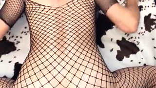 Cuckold Session with Wife in Erotic Lingerie in Mesh