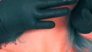 Giant Stepmother Caught Skinny Stepdaughter, Touching Her Hairy Pussy, Covering Her Mouth and Pressing Nipples Until Lactating