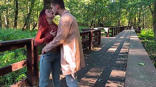 Redhead gets fucking in the outdoors