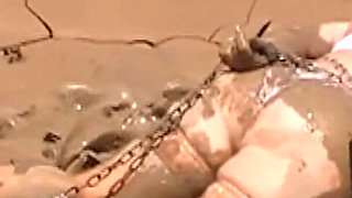 Julie Cunningham in Lingerie Wriggles Hard in Mud Hogtied with Chains. Sploshing Dirty Whore. Huge Tits Covered in Mud.