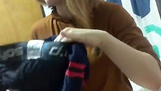 Blonde Step Sister Ashleysoy Naked POV Rough Sex & Cum Swallow