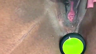 Stimulating My Clit with Magic Wand Vibrator Butt Plug in My Ass