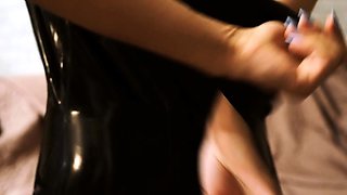 two women fetish latex asslicking and anal mff