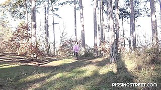 Beautiful outdoor pissing in the park with a hot brunette Dragon Fruit