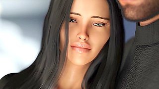 3d animated milf with huge natural tits tries helping a guy cum with a handjob or blowjob