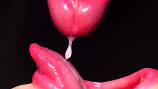 Stepmom gives sensual bj and swallows sperm till the last drop - Close Up