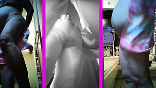 Ugly mother Yoriko, 73 years old, undressing, 3 screen voyeu