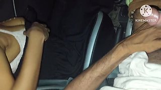 Hot Indian Bhabhi Threesome Fuck in Car with Husband and Boyfriend - Blowjob, Doggy Style, HD