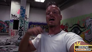 Real pickedup mature giving blowjob in an abandoned building