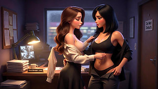 Best Friends Surrender to Secret Desires in the Empty Supermarket Under Moonlight Shadows (AI generated)