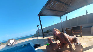 Face and Hard Fuck Rimming Squirting's by the Pool