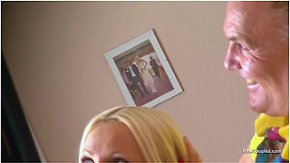 Slim Blonde Wife With Her Heavy Set Husband