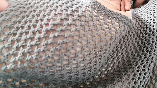 Nipple orgasm in fishnets