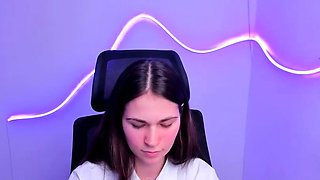 Cute curly brunette solo webcam masturbation