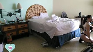 Room Service Delivery Turns Into Hot Cheating Wife Fucking Waiter - Amateur Creampie & Loud Moaning Orgasm