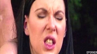 Outdoor hardcore with amateur brunette girl next door fucked doggystyle - Big tits