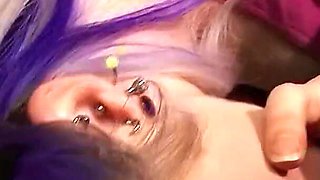 Sexy punk tattoo girl having sex on the first date with big dick