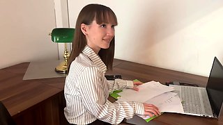 Small tit amateur teen doggystyle fucks a big cock