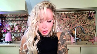 Big Boobed Blonde Masturbates With A Dildo In The Bathroom