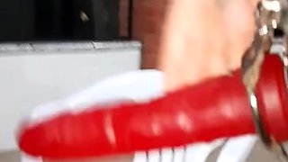 Cumshot amateur MILF suck and jerks dude in the bedroom