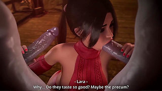 Lara Croft. the Double Penetration Ended with a Cream Pie