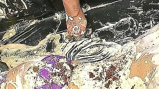 Horny Blonde Step Sisters Smeared with Vanilla Cream and Masturbates Pussy