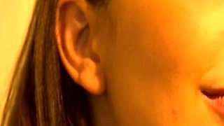 Cute teenage babe is having a great time in the kitchen