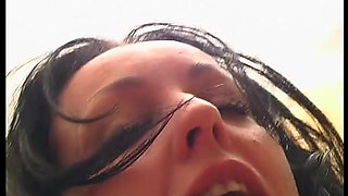 Young slut banged by two older men