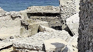 Kinky Monika Fox Destroyed Holes with a Big Dildo in Background of Ruins in Atlantic Ocean