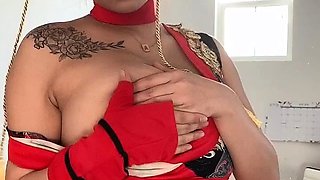 Wet tattooed raven babe Sahron with big boobs masturbates