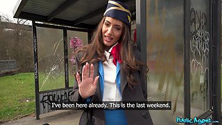 Shy Flight Attendant Seduced by Public Agent during Layover - Cum Fly With Me - Coco Bae and Martin Gun